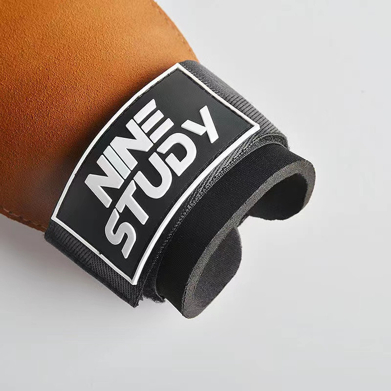 Karvės odos odinės gimnastikos pirštinės Prisitraukimai Kėlimas Gimnastika Crossfit Neslystantis diržas Apvyniojimai Palaiko delnus Apsauginiai įklotai Atsitiktinė spalva