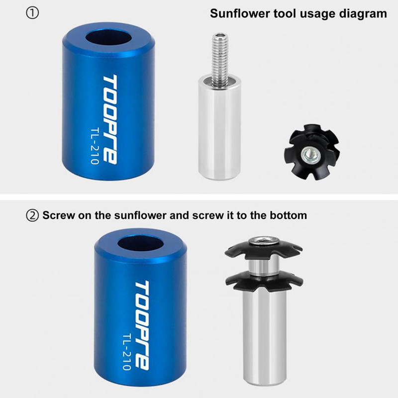 MTB dviračio šakės montuotojas ausinių tvarkyklės įrankis žvaigždės veržlės saulės gėlių vairavimo taisymo įrankiai veržlių nustatymo rinkinys su atsarginiais varžtais
