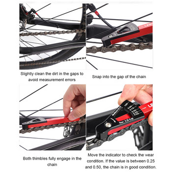 Индикатор за износване на велосипедна верига Инструмент Комплекти за проверка на вериги Многофункционални вериги Измерване на габарит за планински шосеен велосипед