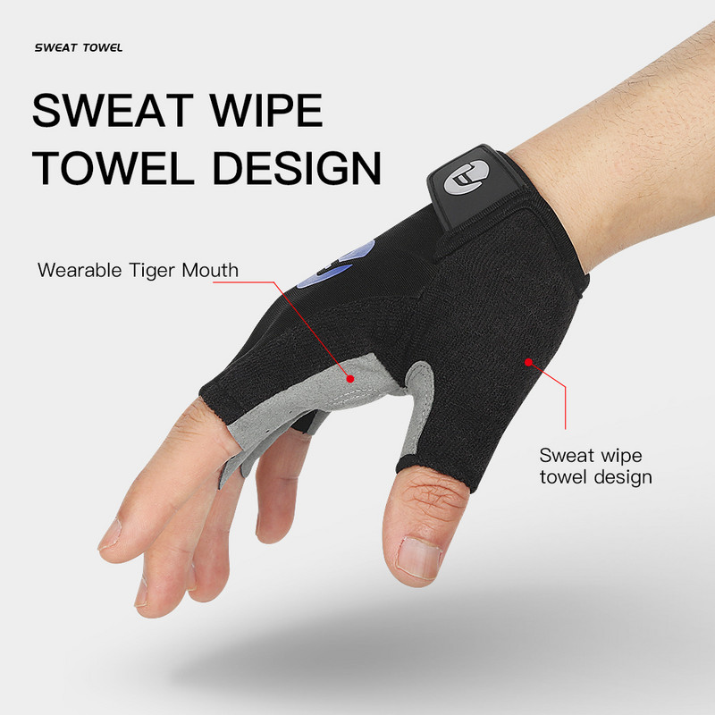 Puspirštės dviratininkų pirštinės Vasarinės, kvėpuojančios, neslidžios, dėvėjimuisi atsparios pirštinės, storesnės, sugeriančios, amortizacinės pagalvėlės motociklo dviračiui