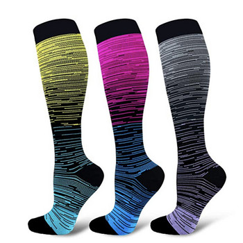 1 чифт медни компресионни чорапи за мъже, жени, поддържащи прасеца високи чорапи за колоездене, бягане, атлетика, кърмене, пътуване
