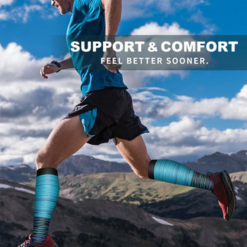1 ζεύγος κάλτσα σταδιακής συμπίεσης από χαλκό Ανδρικές Γυναικείες κάλτσες ψηλές κάλτσες στήριξης γάμπας για ποδηλασία, τρέξιμο, αθλητικό, νοσηλευτικό, ταξίδι