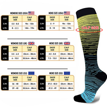 1 чифт медни компресионни чорапи за мъже, жени, поддържащи прасеца високи чорапи за колоездене, бягане, атлетика, кърмене, пътуване