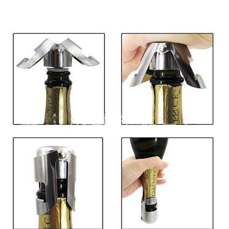 Pezsgődugó rozsdamentes acél parafa habzóboros palack dugó tömítő nyomógombos felfújható kupak palacknyitó rúd tartozékok