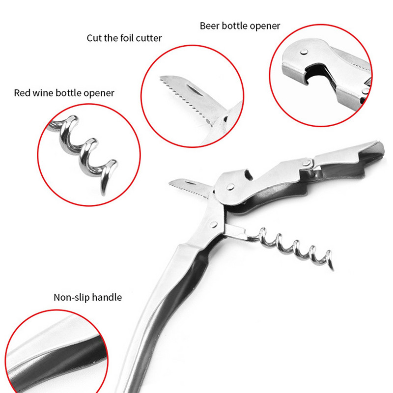 Ezüst fekete arany rózsa arany rozsdamentes acél dupla csuklós dugóhúzós professzionális bornyitó pincér sörösüvegnyitó