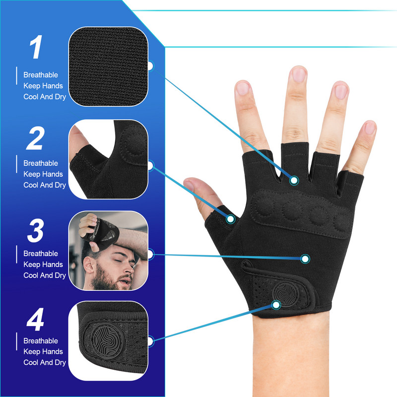 Kerékpáros kesztyűk Mountain Bike kesztyűk Half Finger Road Racing kerékpáros kesztyű Légáteresztő Lengéscsillapító kerékpáros kesztyű férfiaknak Női