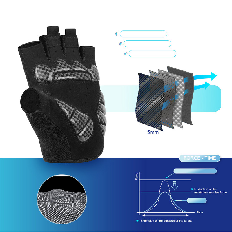 Kerékpáros kesztyűk Mountain Bike kesztyűk Half Finger Road Racing kerékpáros kesztyű Légáteresztő Lengéscsillapító kerékpáros kesztyű férfiaknak Női