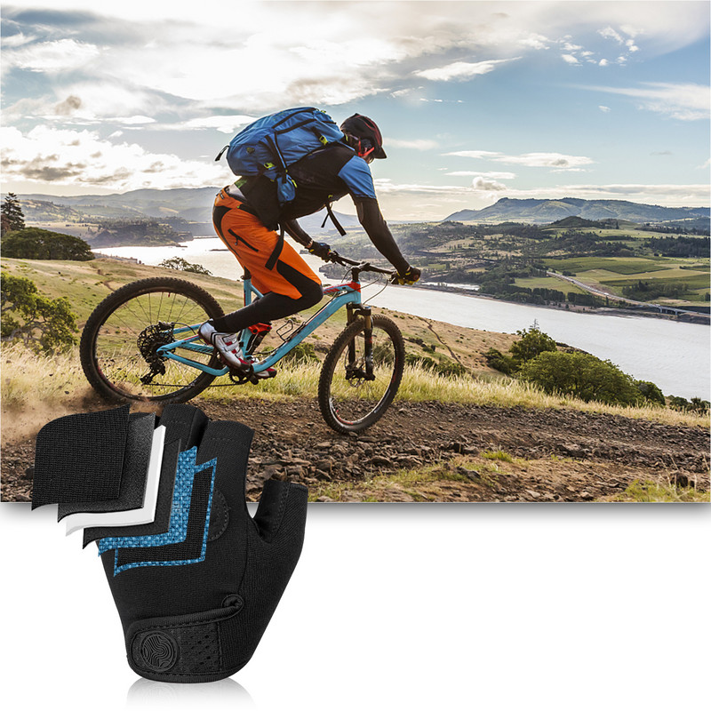 Kerékpáros kesztyűk Mountain Bike kesztyűk Half Finger Road Racing kerékpáros kesztyű Légáteresztő Lengéscsillapító kerékpáros kesztyű férfiaknak Női