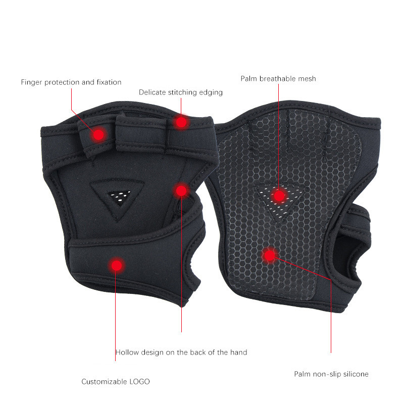 Svorio treniruotės Kryžiaus treniruočių pirštinės atvira nugara atvira pirštų kilnojimo pirštinės be nugaros, neslidžios, kvėpuojančios, skirtos fitnesui MC889