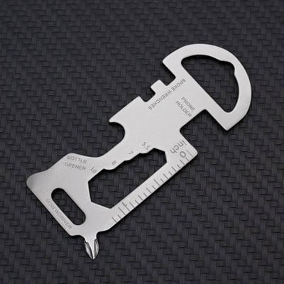 Car Outdoor Stainless Steel Multi-Tool Key Shaped Pocket Tool Keychain Bottle Opener Wrench Ruler Home Kitchen Supplies