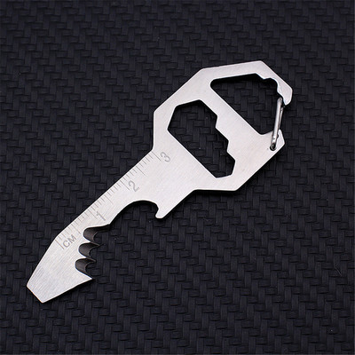 Auto Vonkajší nerezový multifunkčný kľúč v tvare vreckového nástroja Keychain otvárač na fľaše kľúč pravítko domáce kuchynské potreby