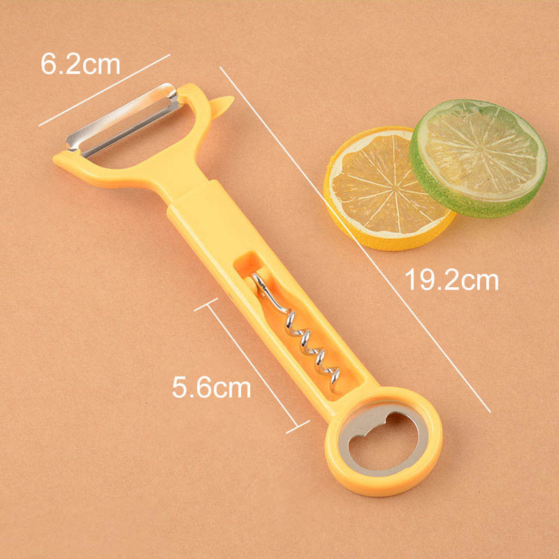 1 τεμ. Πτυσσόμενος αποφλοιωτής φρούτων λαχανικών από ανοξείδωτο ατσάλι 3 σε 1 Ανοιχτήρι μπουκαλιών μπύρας Πολυλειτουργικό μαχαίρι κουζίνας με τιρμπουσόν