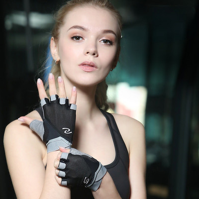 Професионални фитнес ръкавици Дамски фитнес ръкавици за вдигане на тежести, дишащи ръкавици за бодибилдинг с половин пръст