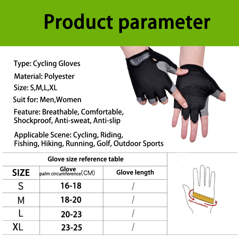 Dviračių pirštinės Vyrai Moteriškos Puspirštinės Pirštinės Kvėpuojančios Sportinės Pirštinės Neslystančios Apsaugos nuo prakaitavimo Apsauginės nuo smūgio Dviračio pirštinės
