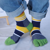 Spalvingos medvilninės penkių pirštų trumpos kojinės ryškių spalvų juostelės gatvės mados jaunos laisvalaikio Harajuku linksmos ir juokingos kojinės su pirštais