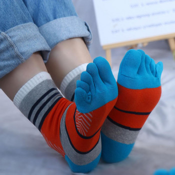 Πολύχρωμες βαμβακερές κοντές κάλτσες με πέντε δάχτυλα Φωτεινό χρώμα λωρίδα Μόδα του δρόμου Νεανική περιστασιακή Χαρατζούκου Χαρούμενες αστείες κάλτσες με δάχτυλα