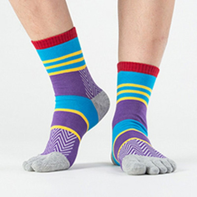 Spalvingos medvilninės penkių pirštų trumpos kojinės ryškių spalvų juostelės gatvės mados jaunos laisvalaikio Harajuku linksmos ir juokingos kojinės su pirštais