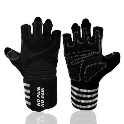 Profesionalios pusiau pilno piršto kūno rengybos pirštinės vyrams su riešų atrama treniruoklių salė, jėgos kilnojimas, prisitraukimas, apsauga, numetimas.