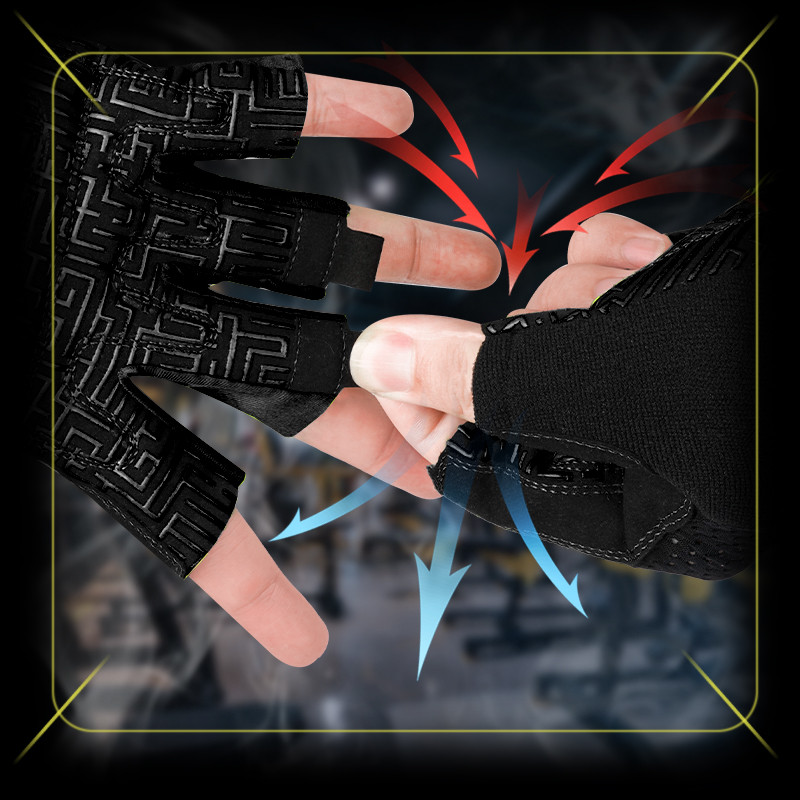 Jõusaal Sport Fitness Kindad Hingavad libisemisvastased raskuste tõstmise kindad Mees Naine Peopesa Kaitsvad Kulturismi kindad raskuste jaoks