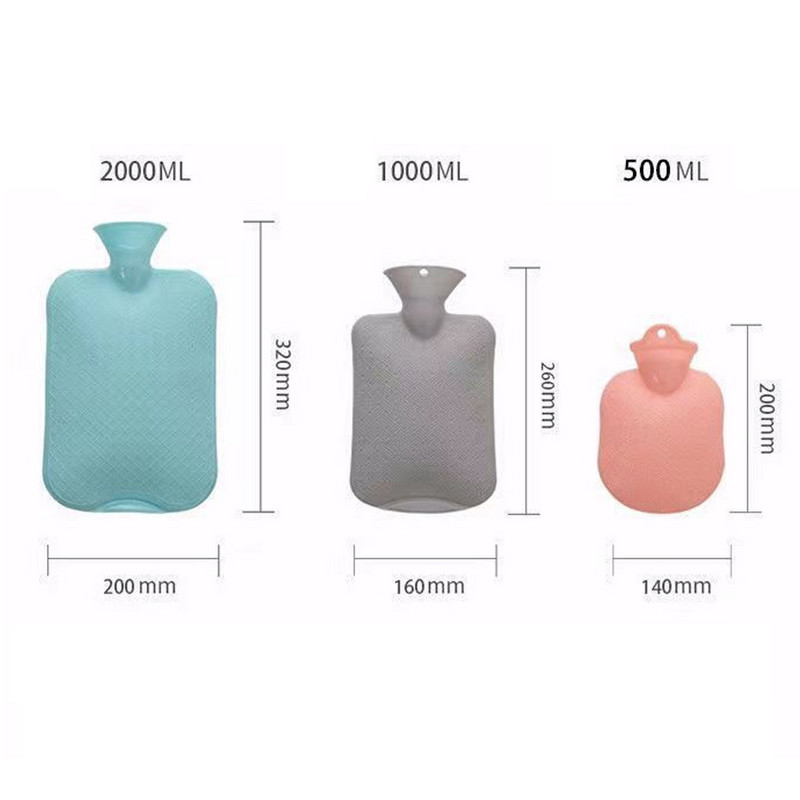 Χοντρά μπουκάλια ζεστού νερού Φορητά λαστιχένια χειμωνιάτικη τσάντα ζεστού νερού Χειμερινός ζεστός ζεστός τσάντας για κορίτσια Τσέπη χεριού πόδια μπουκάλι ζεστού νερού