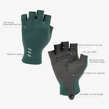 HISERWA 2023 Нови дишащи велосипедни ръкавици с половин пръст Мъже Жени Противоплъзгащи се против изпотяване Спортни ръкавици на открито Велосипедни ръкавици