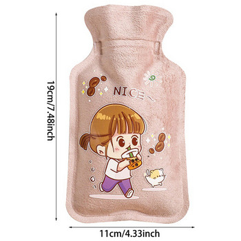Χαριτωμένη τσάντα για κορίτσια με μπουκάλι ζεστού νερού PVC/ βελούδινη θερμαντική συσκευασία χεριών ώμου Θερμότερη θερμαντική συσκευασία ζεστής κοιλιάς Στιγμιαίας ζεστής συσκευασίας Χειμερινό μαξιλαράκι θέρμανσης νερού