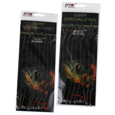Fishing Bait Tool Premium Quality 6 τμχ Carp Fishing Hair Rigs Curved Barb Leader Hooks and Boilie Bait Rig Stops
