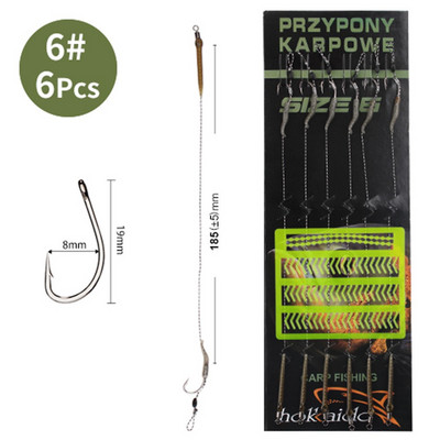 Žvejybos masalo įrankis Aukščiausios kokybės 6 vnt. karpių žvejybos plaukų įtaisai, lenkti spygliuočių kabliukai ir kabliukai masalo stotelės