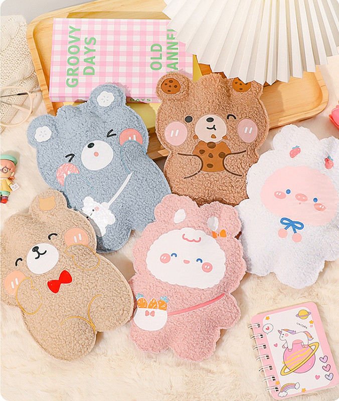 Cartoon Plush Bear kuumaveepudel vee täidis Teddy Velvet väike kaasaskantav õpilaste kätesoojendaja armas 350ml mini sooja vee kott