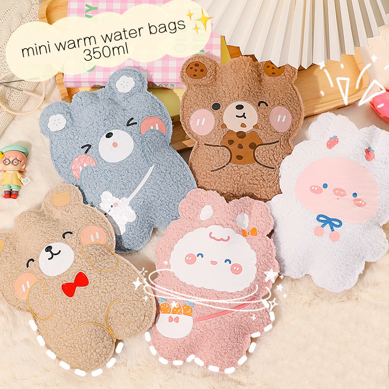 Cartoon Plush Bear kuumaveepudel vee täidis Teddy Velvet väike kaasaskantav õpilaste kätesoojendaja armas 350ml mini sooja vee kott