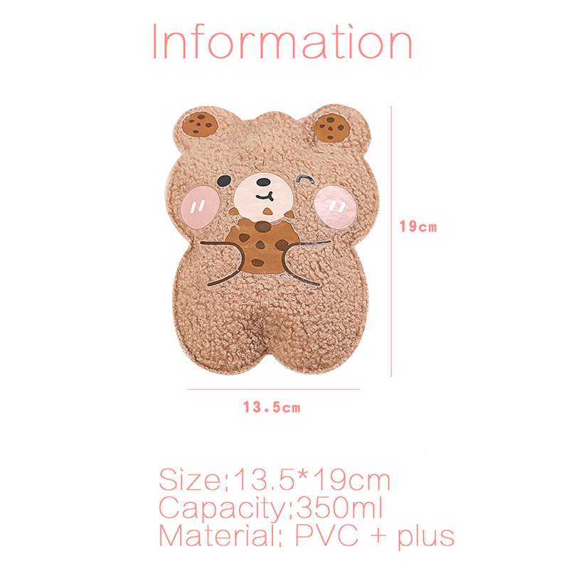 Cartoon Plush Bear kuumaveepudel vee täidis Teddy Velvet väike kaasaskantav õpilaste kätesoojendaja armas 350ml mini sooja vee kott