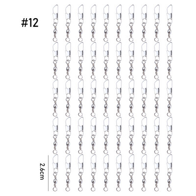 50 vnt. tvirti žiedai, pasukami meškeriukai, metaliniai meškeriojimo kaiščio jungtis su užsegimu užsegami žvejybos kabliukai.