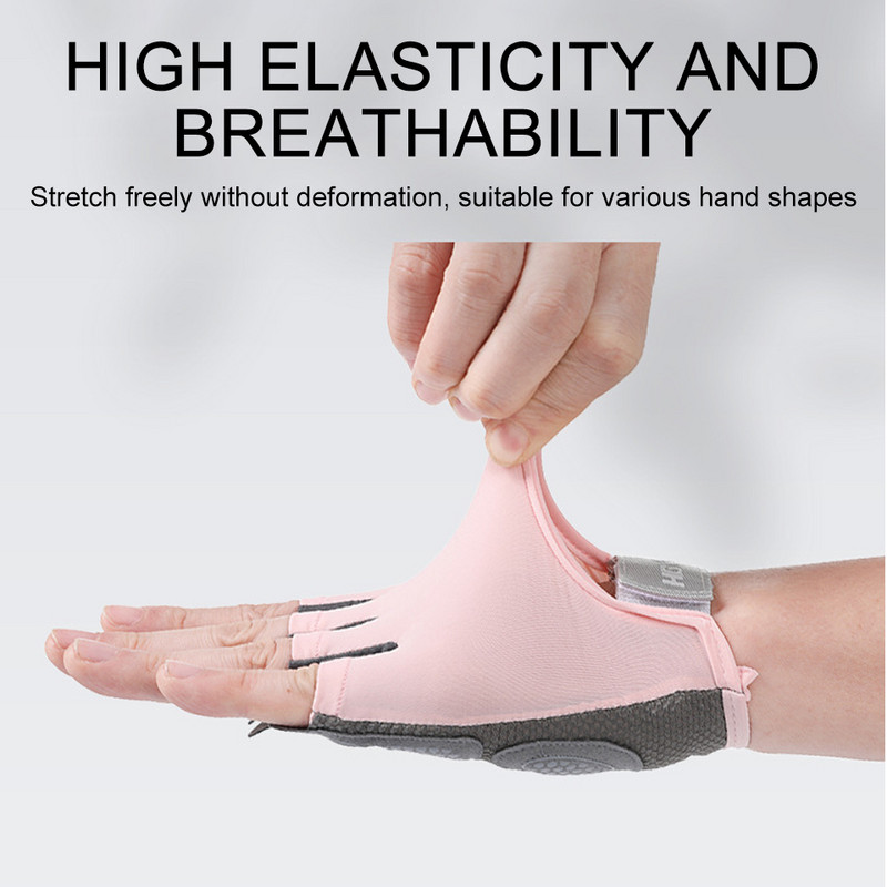 GOBYGO Fitness Gloves Naiste libisemisvastased hingavad lööke neelavad poolsõrmega spordikindad jalgrattasõidu jooga hantlite tõstmiseks