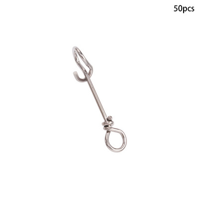 50 τεμ. από ανοξείδωτο ατσάλι Fishing Fastach Clips Fishing Connector Snaps Snevels Rolling Quick Lock Fish Connection Accessories