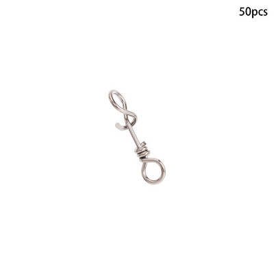 50 τεμ. από ανοξείδωτο ατσάλι Fishing Fastach Clips Fishing Connector Snaps Snevels Rolling Quick Lock Fish Connection Accessories