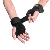 Γάντια προπόνησης άρσης βαρών Προστατευτικό παλάμης χεριών με τρύπες με τρία δάχτυλα Αντιολισθητικό δέρμα αγελάδας, ρυθμιζόμενο για προπόνηση Pull Up Kettlebells