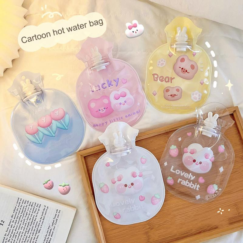 Kawaii átlátszó melegvizes táska kézi meleg vizes palack szivárgásmentes tömítés 3D sztereó melegvíz táska PVC mini meleg kézmelegítő
