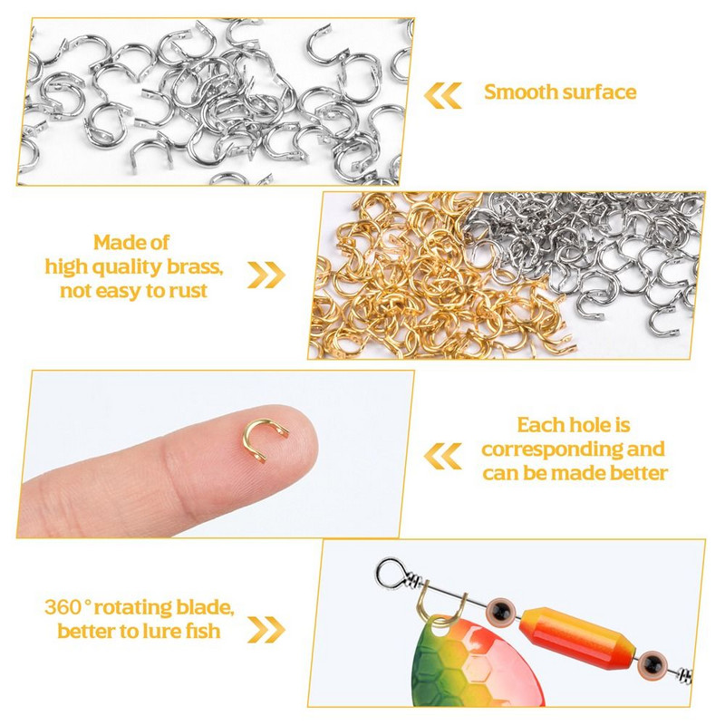 100 tk messingist kalapüügiriistad Easy Spinner Clevis U-kujuline konnektor Spinnerbait peibutis tarvikud DIY kalastustarbed