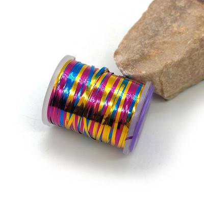 1 τεμ. Ολογραφικά Flat Tinsel Fishing Flies 120yards 1mm Tinsel Flash Streamer Nymph Thread Fly Fly Teing Materials Fish Accessories