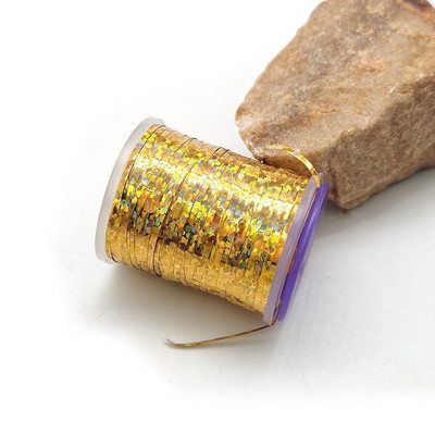 1 τεμ. Ολογραφικά Flat Tinsel Fishing Flies 120yards 1mm Tinsel Flash Streamer Nymph Thread Fly Fly Teing Materials Fish Accessories