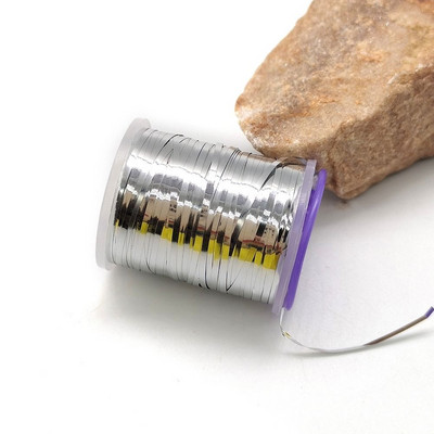 1 τεμ. Ολογραφικά Flat Tinsel Fishing Flies 120yards 1mm Tinsel Flash Streamer Nymph Thread Fly Fly Teing Materials Fish Accessories