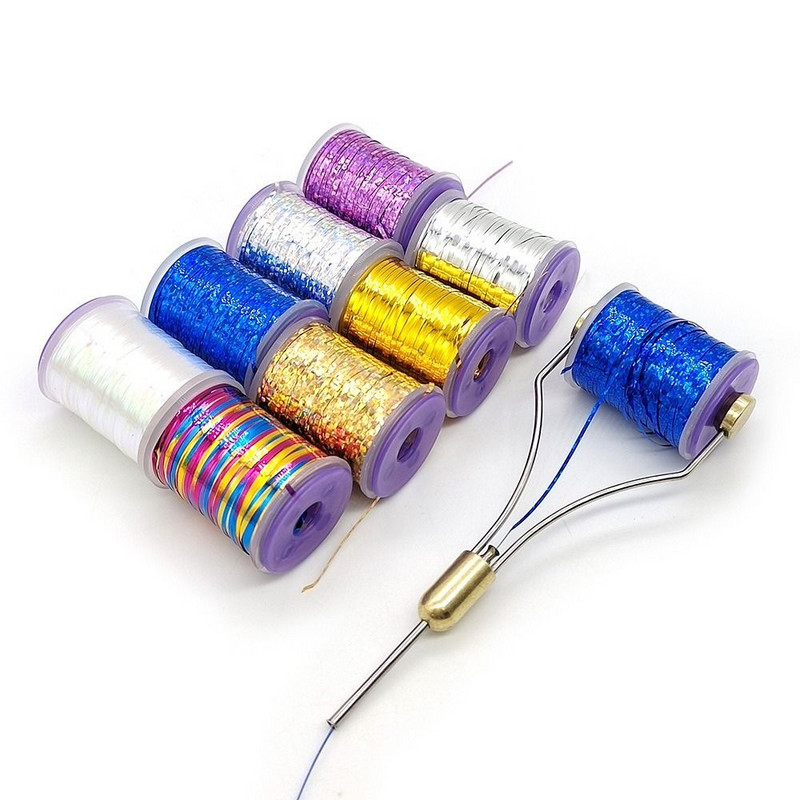 1 τεμ. Ολογραφικά Flat Tinsel Fishing Flies 120yards 1mm Tinsel Flash Streamer Nymph Thread Fly Fly Teing Materials Fish Accessories
