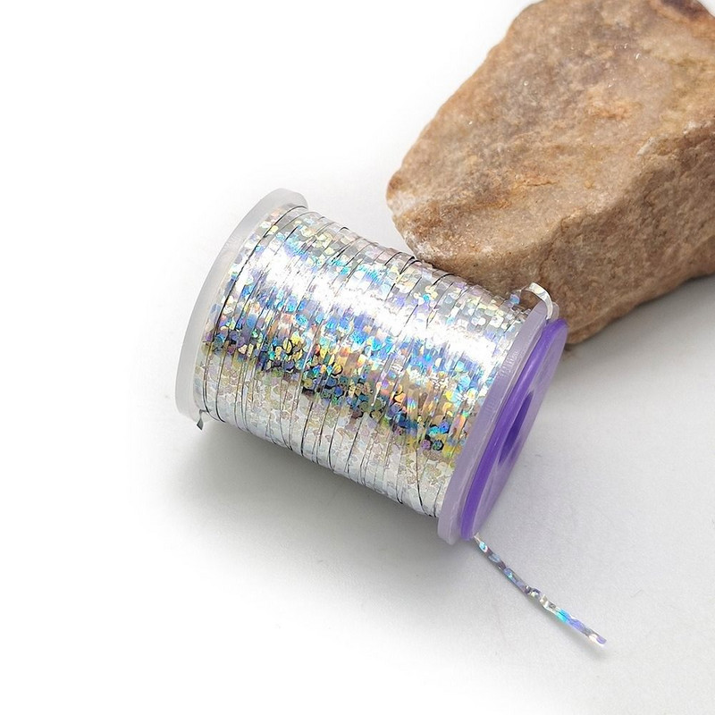 1 τεμ. Ολογραφικά Flat Tinsel Fishing Flies 120yards 1mm Tinsel Flash Streamer Nymph Thread Fly Fly Teing Materials Fish Accessories