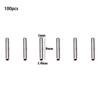 100 vnt. apvalus nerūdijančio plieno žvejybos vamzdelis varinis meškerės priedai Įrankis Žvejybos viela Vamzdžio užspaudimo rankovių jungtis