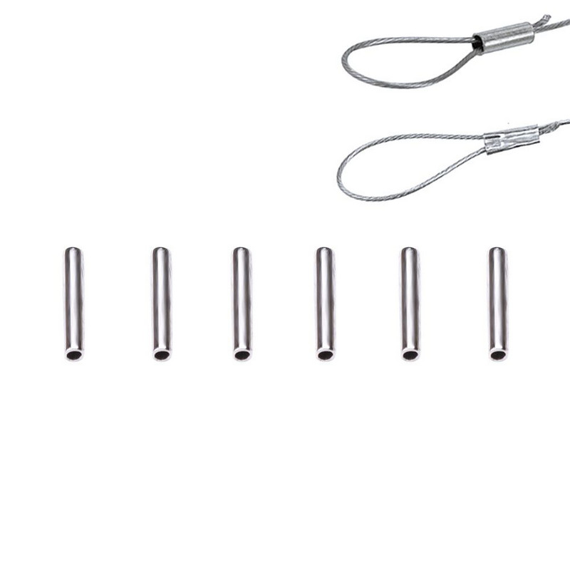 100 vnt. apvalus nerūdijančio plieno žvejybos vamzdelis varinis meškerės priedai Įrankis Žvejybos viela Vamzdžio užspaudimo rankovių jungtis