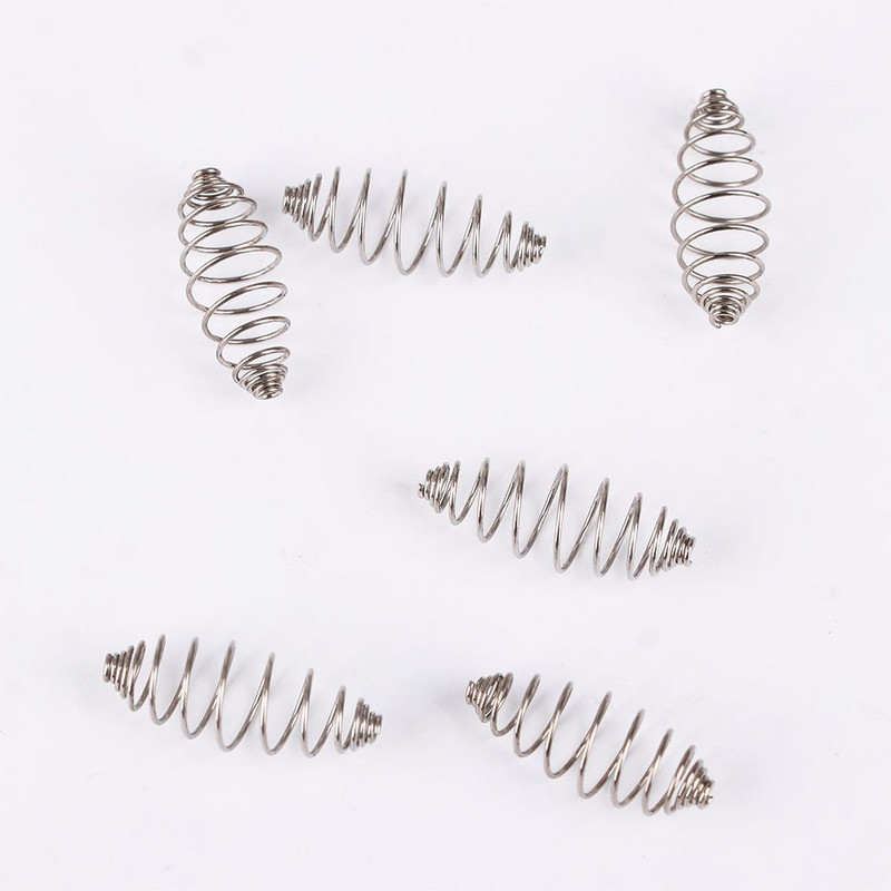 50 vnt./stal. Nerūdijančio plieno spyruoklinis masalas Kabantys reikmenys tiektuvas alyvuogių formos narvelio plaukų įtaisas, kombinuotas plūduriuojantis tiektuvas Karpių žvejybos įrankiai