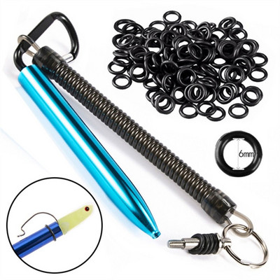 Wacky Worm Rig Tool ar karabīni 100Gb O gredzenu komplekti mīkstajām ēsmām mānekļi Makšķerēšanas piederumi Silikona gredzena makšķerēšanas piederumi
