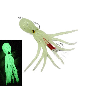 22g меки светещи потъващи поли за октопод примамки Силиконова риба тон за тролинг Skirted Skirted Squid Jigging Bait за морски риболов 3D Glow Eye Tool