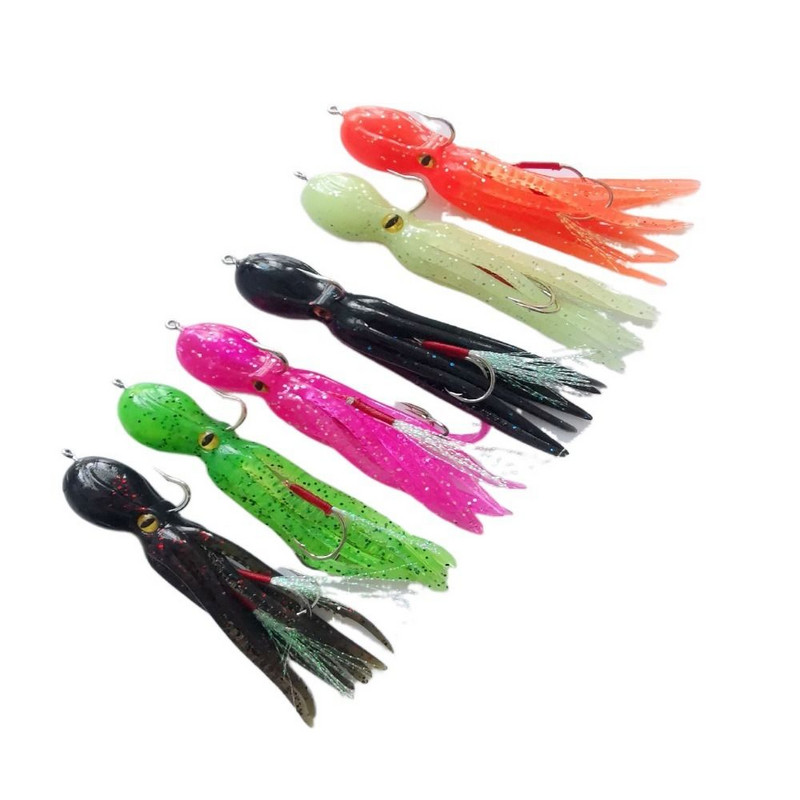 22g Pehmed helendavad vajuvad kaheksajalgade seelikud peibutised silikoonist tuunikala trolling seelikuga kalmaari jigging merepüügi sööt 3D Glow Eye tööriist