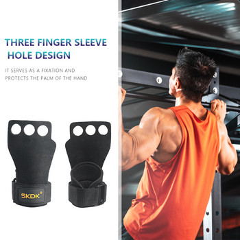 Gym Grips Palm Guards Προστατευτικό παλάμης χεριών με τρύπες τριών δακτύλων Αντιολισθητικό δέρμα αγελάδας, ρυθμιζόμενο για προπόνηση Pull Up Kettlebells
